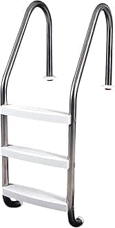 HYDROTOOLS Stainless Steel Pool Ladder – Heavy Duty Swimming Step Accessory, In-Ground, 63"