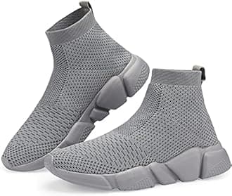 Santiro Walking Shoes for Men Lightweight High Top Sneakers Breathable Knit Athletic Running Shoes Fashion Gym Sports Shoes