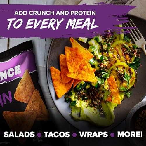Natural Endurance Protein Chips - Nacho Chips, Low Carb Chips, High Protein Snack, Vegan Protein with Avocado Oil, 14g Protein Per Bag, Gluten Free - Nacho Flavor, 1.38 oz Bags (Pack of 12)