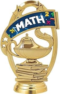 Crown Awards Math Trophies with Custom Engraving, 7.25" Personalized Mathematics Kids Trophy On Deluxe Round Base