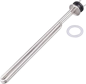 DERNORD 240V 6500W Tri-clamp Foldback Heating Element Stainless Steel Immersion Water Heater with 3-Wire Electrical Locking Plug (1.5 Inch Tri clamp)