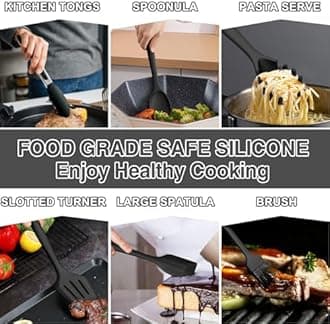 Umite Chef Silicone Kitchen Utensils Set, 22Pcs Cooking Utensils Spatula Set, Heat Resistance Non-Stick Silicone, Dishwasher Safe Cooking Gadgets Tools Set(Black)