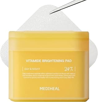 Mediheal Korean Vitamide Brightening Pad 100 Pads | Day & Night Treatment for Clear, Radiant Skin | Hypoallergenic with Niacinamide & Sea Buckthorn | Boosts Skin Tone & Glow