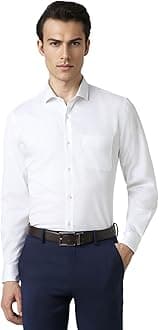 Peter England Men's Cotton Slim Fit Ditsy Printed Full Sleeve Shirt