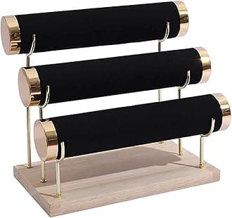 Aqerimit Jewelry Towers with Three Tier Racks, Detachable Black Velvet Gilt-edging Bracelet Display Stand
