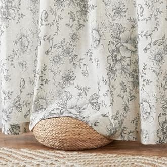 jinchan Linen Curtains Floral Curtains for Living Room 63 Inch Length Grey Printed Curtains Rod Pocket Back Tab Farmhouse Peony Flower Patterned Drapes Bedroom Window Curtain Set 2 Panels