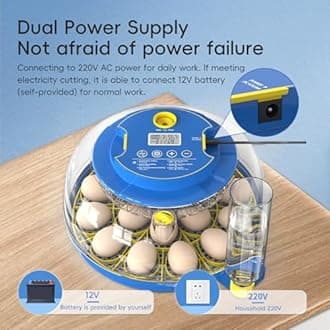 Incubators for Hatching Eggs Automatic Egg Incubator with Temperature Control Humidity Display 12 18 48 Egg Capacity for Chicken Duck Goose Eggs Digital Display Auto Turner 360° View (Blue, 18 Egg)