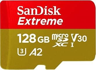 SanDisk Extreme 128GB microSDXC UHS-I, V30, 190MB/s Read,90MB/s Write, Memory Card for 4K Video on Smartphones, Action Cams and Drones