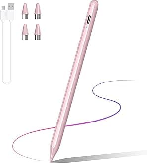 Stylus Pen, Active Stylus Pen Touch Screens Compatible for Android and iOS Tablet/Phones, Rechargeable Universal Stylus Pencil Compatible for A-pple/i-Pad/Phone Tablet, Pink