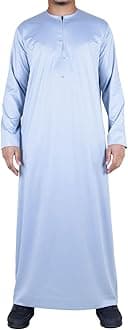 ThobezMen's Thobe Jubba Islamic Clothing Muslim Kaftan Emirati Omani Satin Robe