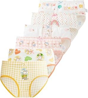 Soft Girls' Briefs, Comfort Breathable Toddler Girls' Panties, Modal Underwear Pack of 6