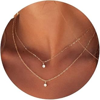 Tewiky Dainty 14k Gold Plated/Silver Cubic Zirconia Necklaces for Women, Simple CZ Jewelry Necklaces Trendy Gifts