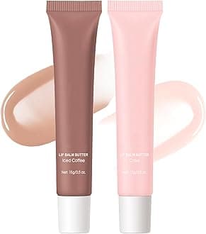 2Pcs Summer Tinted Lip Butter Balm - Ultra-Hydrating, Nourishing Lip Care with Natural Ingredients, Soothes & Softens Dry Lips, Birthday Cake with Slight Shine (Coffee+Cake, 2Pcs)