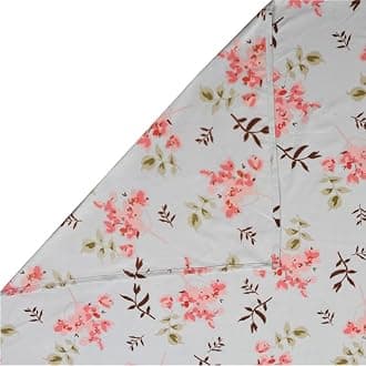 BSB HOME 220 Tc Premium Cotton All Round Elastic Fitted Bedsheets for Double Bed with 2 King Size Pillow Covers 220Tc Supersoft | Wrinkel Free Bed Cover Size - 72 X 78 +10 inches | Pink Flower & Aqua