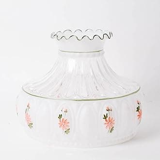 Aladdin Glass Oil Lamp Shade Pink Wildflowers Design, 10 inch Base Fitter, M758