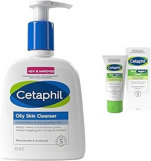 Oily Skin Cleanser, 473ml, Face Wash, For Combination to Oily Sensitive Skin, With Niacinamide & Rich Night Cream, 50g, For Dry To Very Dry, Sensitive Skin, With Niacinamide