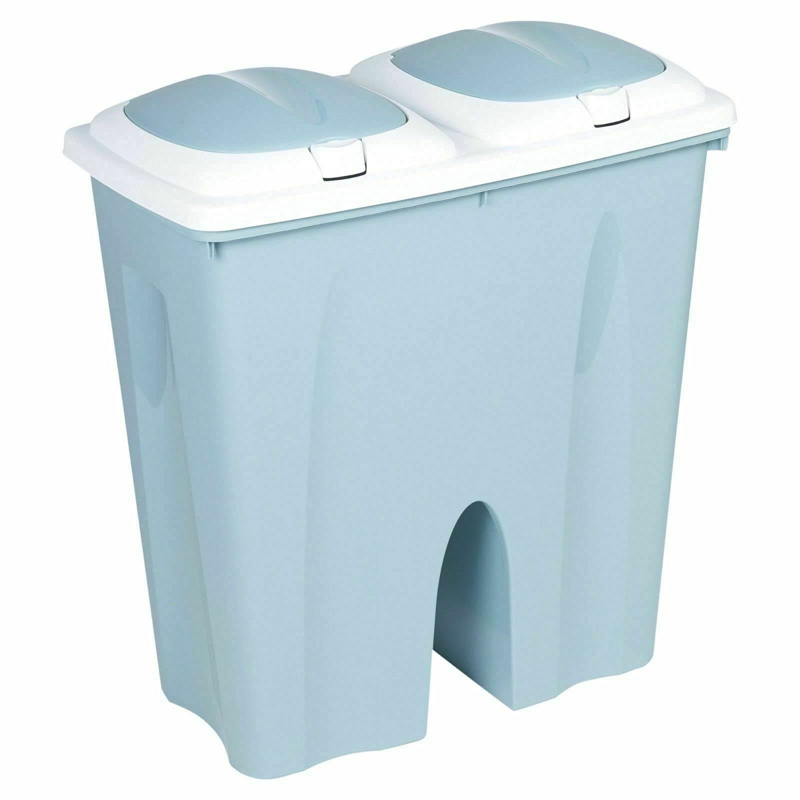 Muddy Hands Duo Double Bin 50 Litre Twin 2 Section Compartment Kitchen Recycling Rubbish Dustbin (Green)