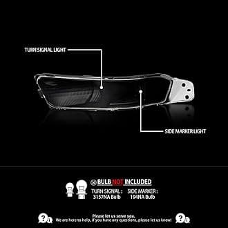 Autozensation Compatible with Ford Mustang 2005-2009, Black Housing Clear Lens Bumper Lights, L+R Pair Assembly