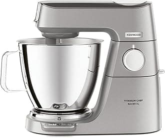 Kenwood Titanium Chef Baker XL, Kitchen Machine with K-Whisk, Stand Mixer with Kneading Hook, Whisk and 6,7L Bowl, KVL85.004SI Power 1400W, Silver