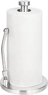 Upgraded Kitchen Roll Holder with Tension Arm [Delicate& Practical] Stainless Steel Paper Towel Holder Organizer Roll Dispenser for Kitchen Countertop Home Dining Table(Silver)