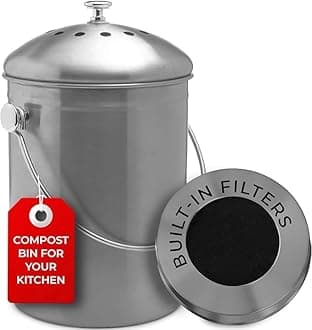 EPICA Countertop Compost Bin Kitchen | 1.3 Gallon | Odorless Composting Bin with Carbon Filters | Indoor Compost Bin with Lid | Stainless Steel Kitchen Composter for Food Scraps & Waste Recycling