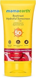 Beetroot Hydraful Sunscreen With Hyaluronic Acid | SPF 50 & PA++++ | UVA & B Protection | Tan Protection | Hydrates Skin | No white cast | For Oily, Combination & Dry Skin | 50 g