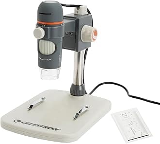 Celestron Labs 5MP Handheld Digital Microscope – Adjustable Focus – 20x–200x Magnification – Compatible with Windows, Mac – Great for Educators, Hobbyists, & Professional – Captures Images & Movies