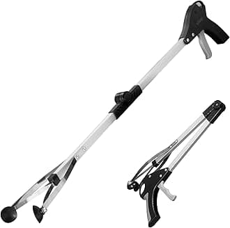 Vive Foldable Suction Reacher Grabber - Pickup Reaching Tool - Long, Heavy Duty, 32 Inch Extended Reacher - Elderly, Seniors, Injured, Kids - for Trash, Garbage, Cups, Glasses, High Shelf (Single)