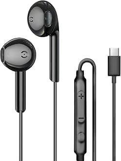 Wired Earphones Type c TH9, Wired Type c Earphones with Mic, USB Headphones for Apple iPhone 15 16 iPad Pro, Sony, Panasonic, Xiaomi Redmi, Oppo Samsung Galaxy S25 S24 A53, Google Pixel