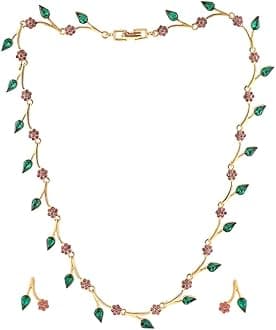 Estele Jewellery Sets for Women Gold Plated Bridal Necklace Jewellery Set with Earrings