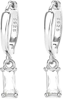 Gold Hoop Earrings With Green Drop, Huggie Hoops For Women & Men - 14K Gold, Hypoallergenic - 2PCS