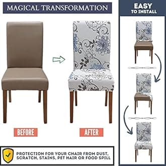 SPRINGRICO Chair Covers for Dining Room 6 Pack, Stretch Dining Chair Cover, Washable Spandex Kitchen Parsons Chair Slipcovers, Removable Seat Protector for Home or Party (Set of 6, FLORAL5)