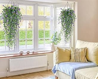 RECUTMS Vine Plant Fake Ferns Plants Large Faux Artificial Hanging Plants Wall Plants Artificial Hanging Plants Outdoors Fake Hanging Plant Greenery Vine for Outdoor Plants Decor 3 Pcs(Purple)