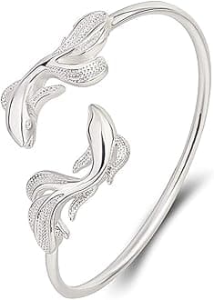 Sterling Silver Bangle Bracelets for Women,Fashion Jewelry Simple Adjustable 925 Silver Cuff Bangles for Women Mom Wife Valentine Mothers Day Gift