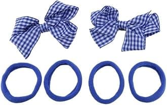 Gingham Hair Accessories for School Alice Band Slim Headband Scrunchy Clips (Royal Blue Gingham School Hair Set Bow Clip Grips Concord Plain Ponio Ponios Bobbles)
