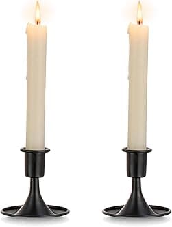 Black Candlestick Candle Holders for Taper : Romadedi Candle Stick Holder Vintage Table Centerpiece Halloween Decoration Wedding Christmas Fireplace Mantel Home Deocr Set of 2