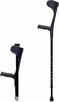 Folding Forearm Crutches for Adults, Adjustable Lightweight Aluminum Arm Crutches for Travel with Ergonomic Grip (x1 Unit) (Color : Black)