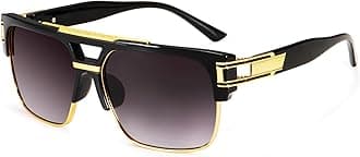Square Sunglasses for Men Classic Oversized Sun Glasses Retro Semi Rimless Gold Alloy Frame UV400