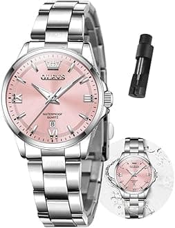 - Gold Watches for Women Classic Stainless Steel Waterproof Womens Wrist Watch Small Face Ladies Watches with Day Date Analog Quartz Dress Women's Watch Casual Gold Silver Black Dial Female Watch