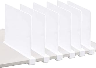 CY craft Acrylic Shelf Divider, Wood Shelf Dividers,White Closet Shelf Separators Clothing Organizer Perfect for Bedroom Shelving Organization and Kitchen Cabinet Shelf Storage,6 PCS