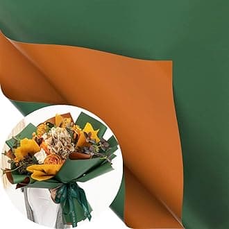 20 Sheets/Double-Sided Colors Flower Wrapping Paper,Waterproof Florist Bouquet Paper,DIY Crafts,more colors Different Double-Sided Colors 58 x 58cm(22.8x 22.8 inch) (Retro green + Bronze)