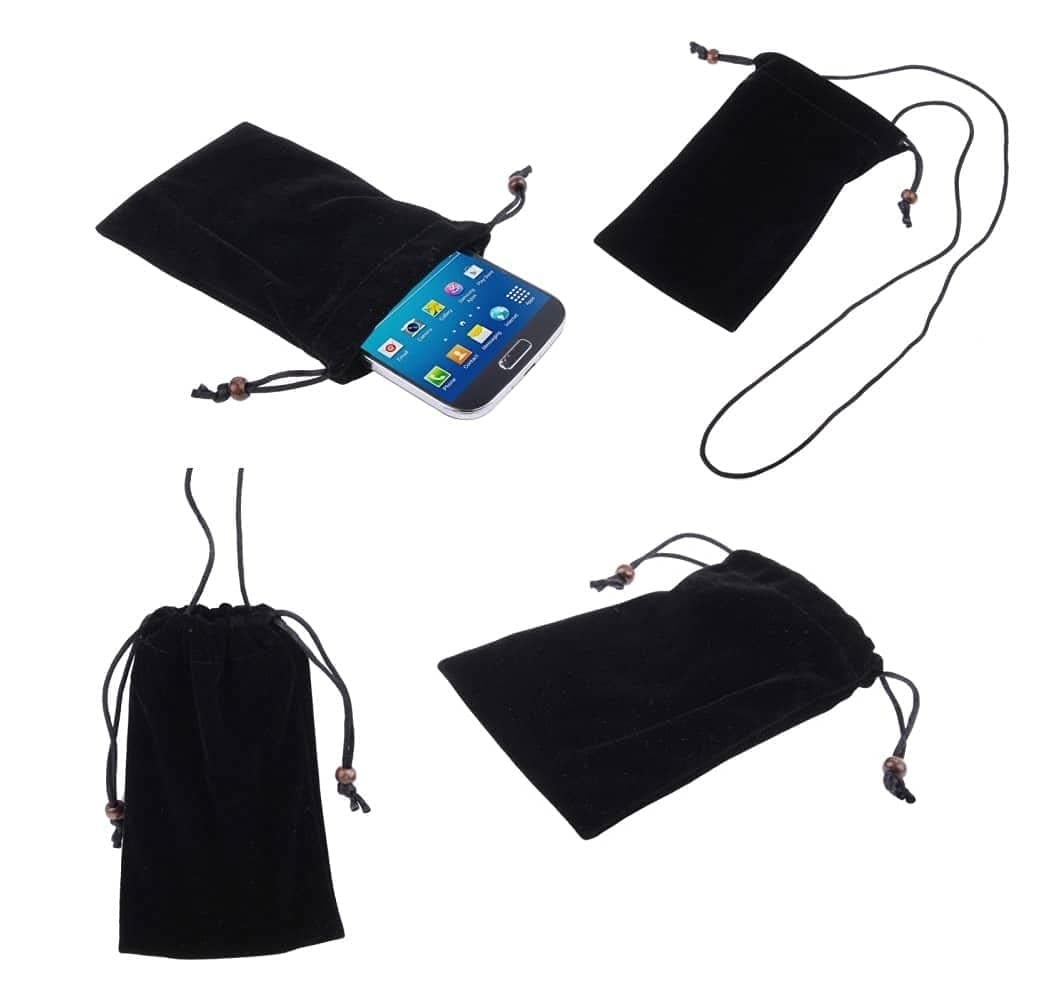 DFV mobileCase Cover with Chain and Loop Closure Soft Cloth Flannel Carry Bag for Winnovo K56 - Black