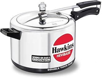 Havibase Aluminium Induction Compatible Double Thick Base Pressure Cooker, 8 Litres, Silver