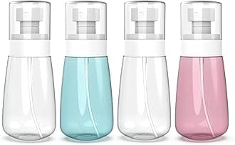 Pack 4 Small Spray Bottle Travel Size 2oz/60ml - Fine Mist Mini Empty Spray Bottles - Leak Proof - for Toners, Face & Hair Mist