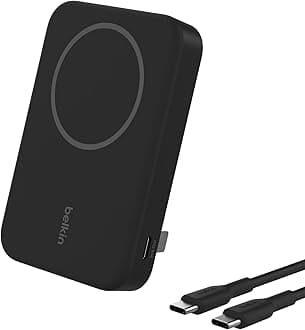 Belkin BoostCharge Pro Wireless Power Bank 8000mAh, 15W with Qi2, MagSafe Compatible Portable Charger + Built-in Pop-up Kickstand, For iPhone 17, iPhone Air, iPhone 16, 15, 14, Pixelsnap and More