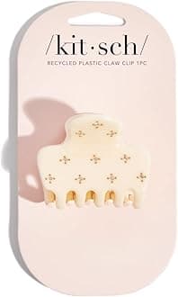 Kitsch Recycled Plastic Rhinestone Medium Puffy Claw Clip | Ideal Gifts for Women, 1pc- Ivory