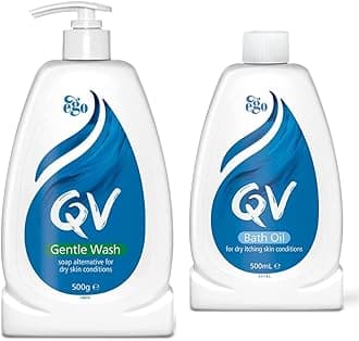 QV Gentle Wash 500g, Soap-Free, Moisturising, Low Irritant, PH Balanced, Body Wash for Eczema and Dry Skin Conditions & Bath Oil PH Balanced Low Irritant Formulation, 500 ml