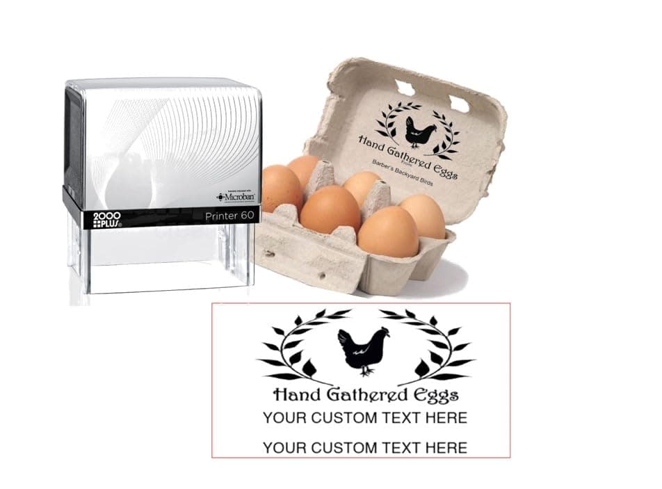 Handy Stamps Self Inking Egg Carton Stamp, Rectangular, Rubber, 2" x 1" Size, 3 Lines, Customizable Text