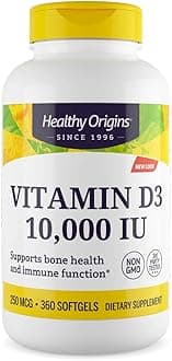 Vitamin D3 (Lanolin) 10,000 IU Softgel - 1 Year Supply - Bone Health and Immune Support Supplement - Easily Absorbable Vitamin D - Gluten-Free Vitamin D3 Supplement - 360 Softgels