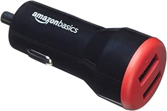AmazonBasics Car Charger 24W/2 Ports/USB-A/Cigarette Socket In-Car Charger (Compatible with iPhone, iPad, Various Android Devices) / PPS Not Supported
